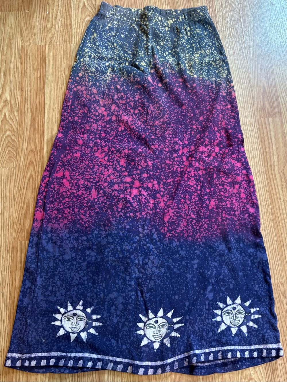 Jayli Navy, Purple & Pink Ombre Splatter Maxi Skirt boho hippie witchy vintage